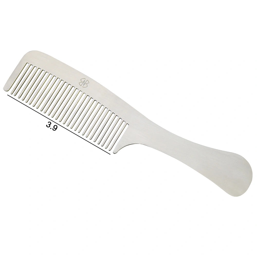 3.9" Stainless Steel Tetsuki Silver Hair Comb Long Handle