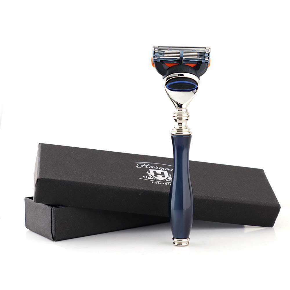 Get Now Premium Navy Blue 5 Blade Metal Razor | Brushnblade – BrushnBlade