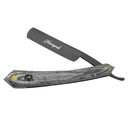 Wooden Gray Black Straight Edge Razor