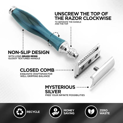 Navy Blue Handle Double Edge Safety Razor