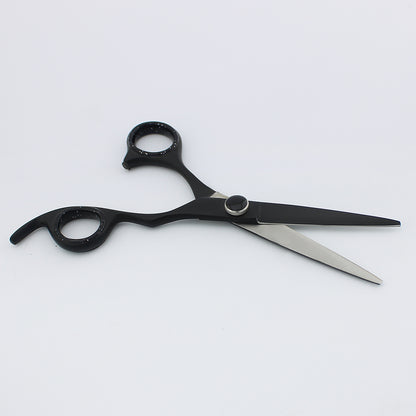Professional Matte Black 6-inch offset hair cutting scissor with adjustable screws for salon-quality trimming