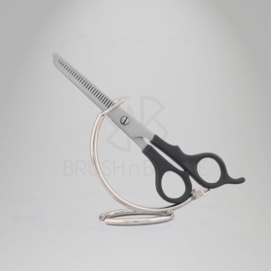 Black Handle 6.5” Offset Hair Thinning Scissors with Fixed Screws
