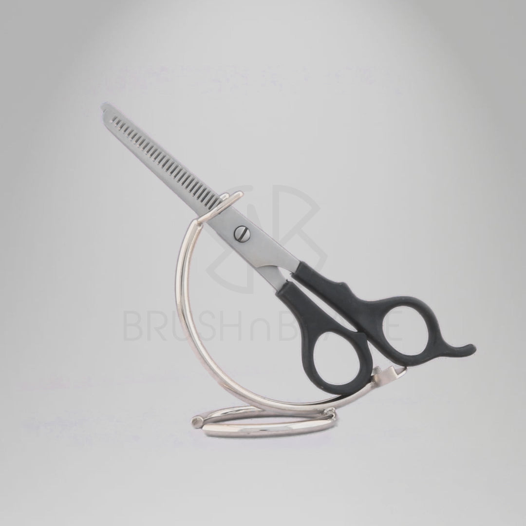 Black Handle 6.5” Offset Hair Thinning Scissors with Fixed Screws