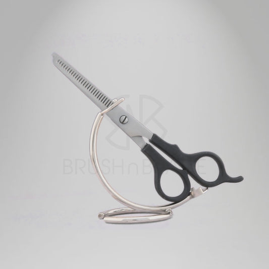 Black Handle 6.5” Offset Hair Thinning Scissors with Fixed Screws
