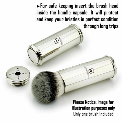 Compact Travel Shaving Brush with Synthetic Silvertip