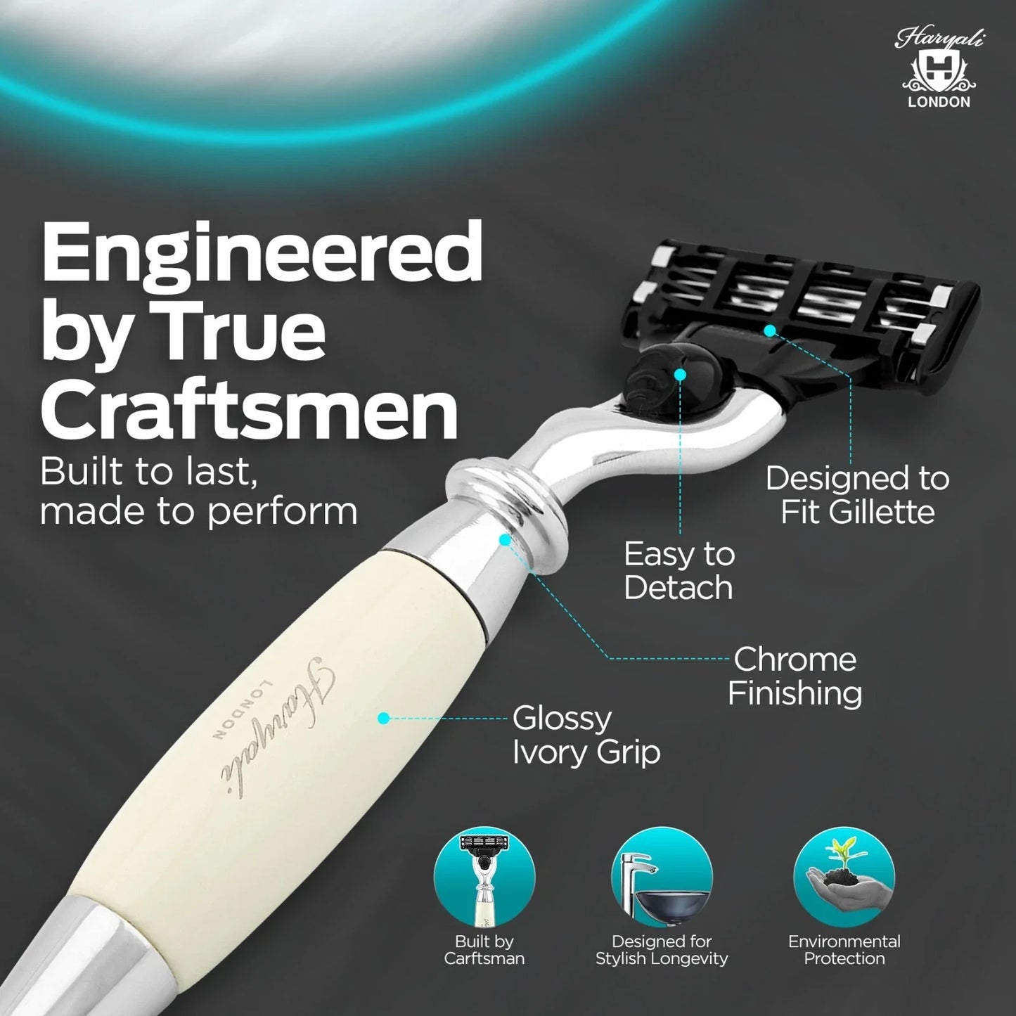 Tandoori 3 Blade Razor Ivory Half Nex Grip - HARYALI LONDON