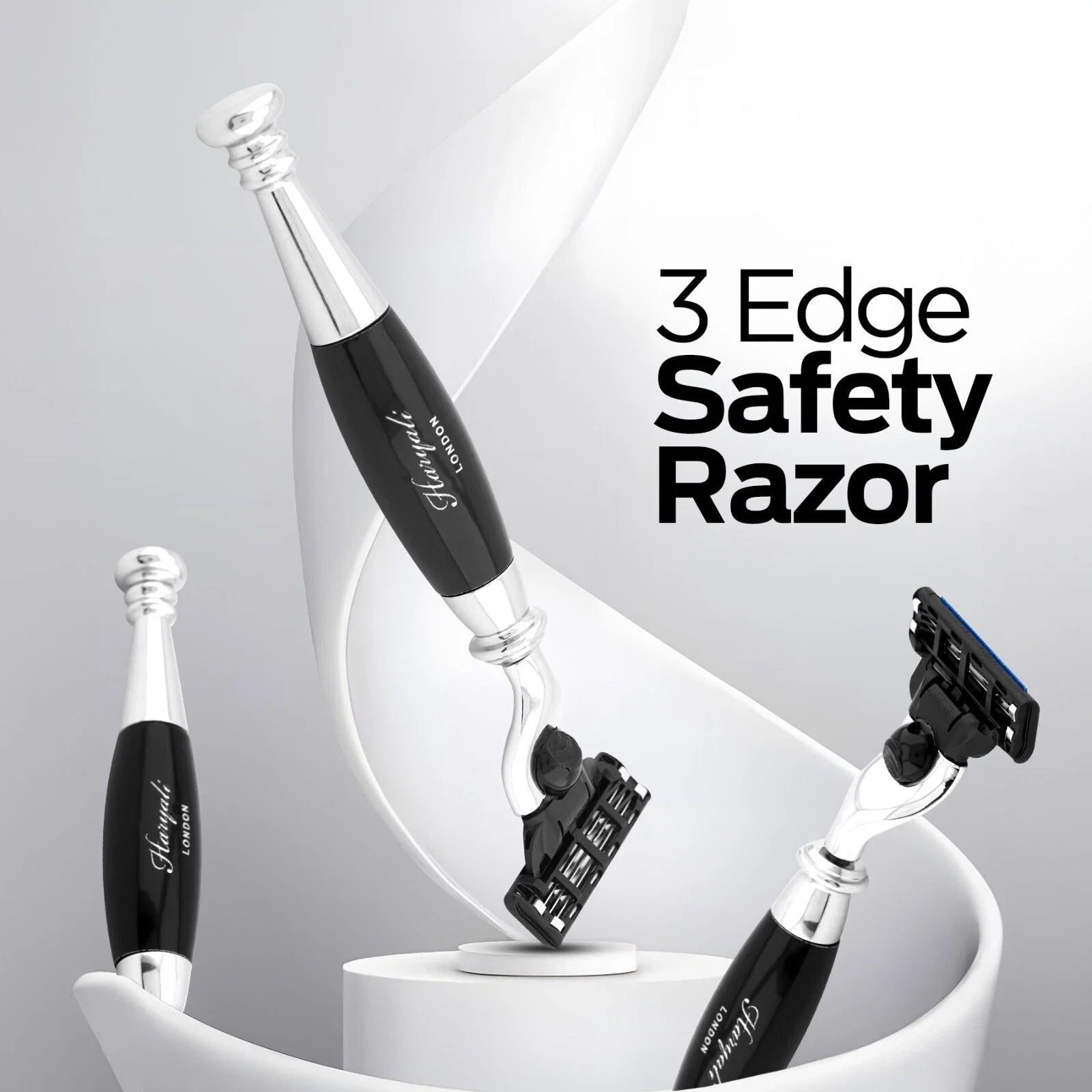 Tandoori 3 Blade Razor Black Half Nex Grip - HARYALI LONDON