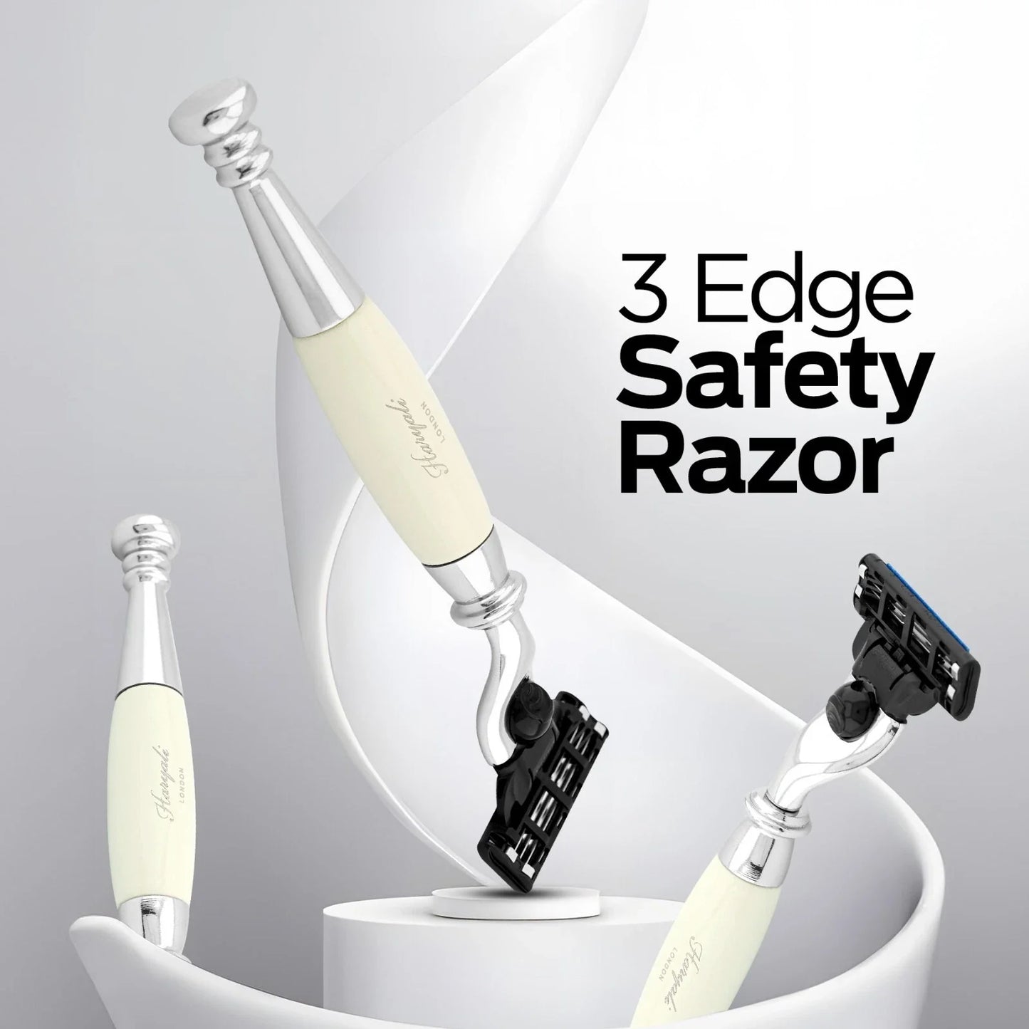 Tandoori 3 Blade Razor Ivory Half Nex Grip - HARYALI LONDON