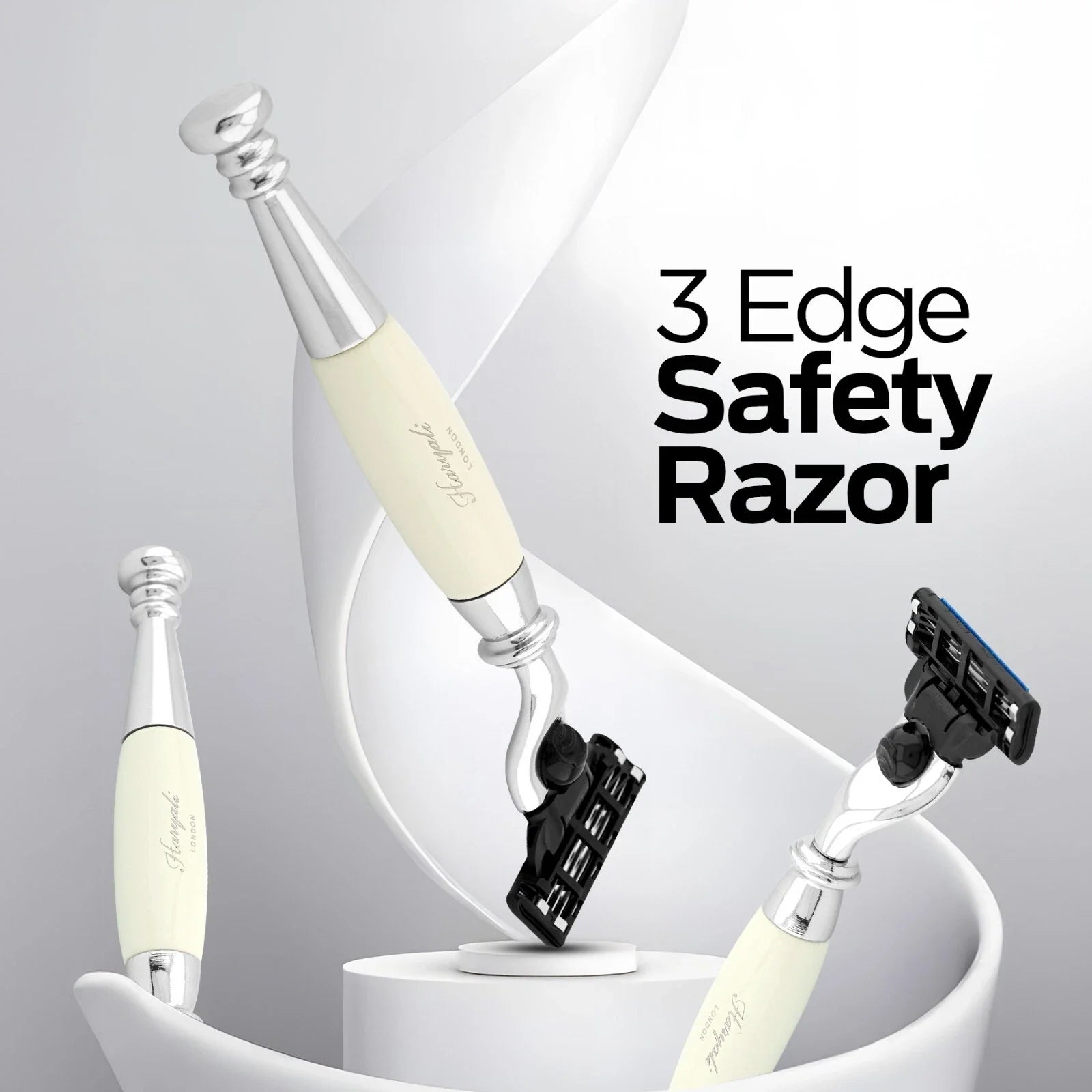 Tandoori 3 Blade Razor Ivory Half Nex Grip - HARYALI LONDON