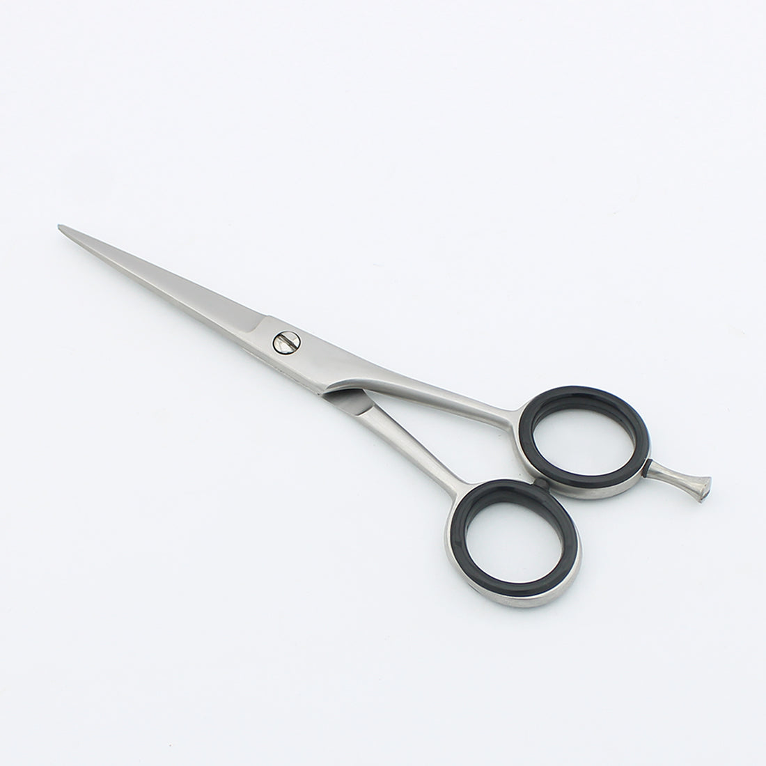 High-quality silver 6.5-inch hair cutting scissor with fixed screws, ideal for barbers and stylists