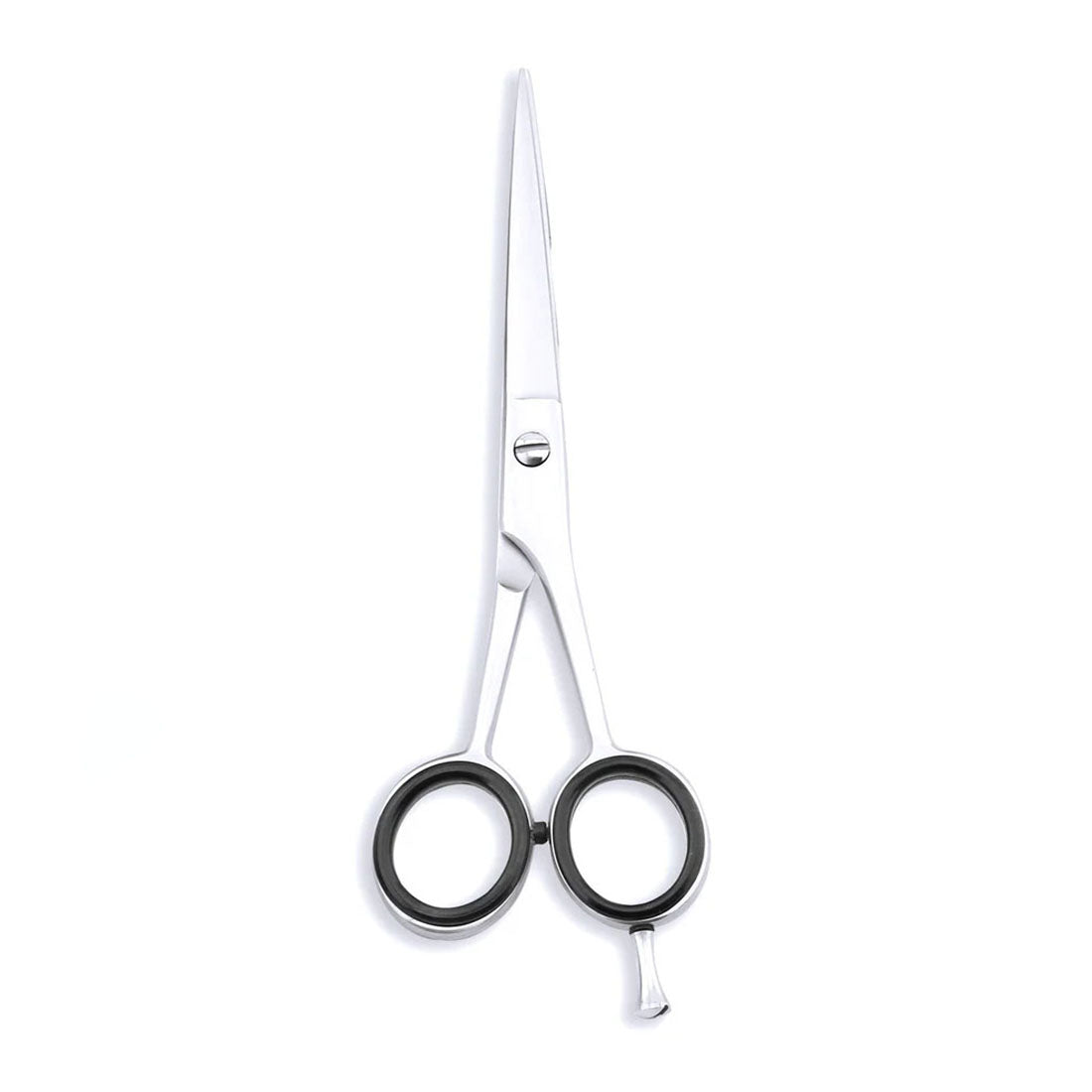 Silver 6.5-inch hair cutting scissor with fixed screws for precise and smooth trimming