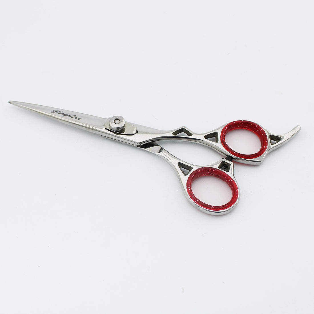 Professional silver 6.5-inch offset hair cutting scissor with adjustable screws for salon-quality trimming