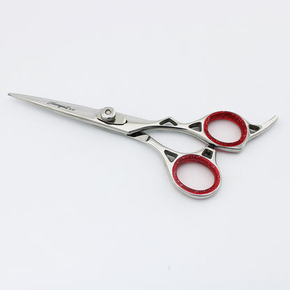 Professional silver 6.5-inch offset hair cutting scissor with adjustable screws for salon-quality trimming